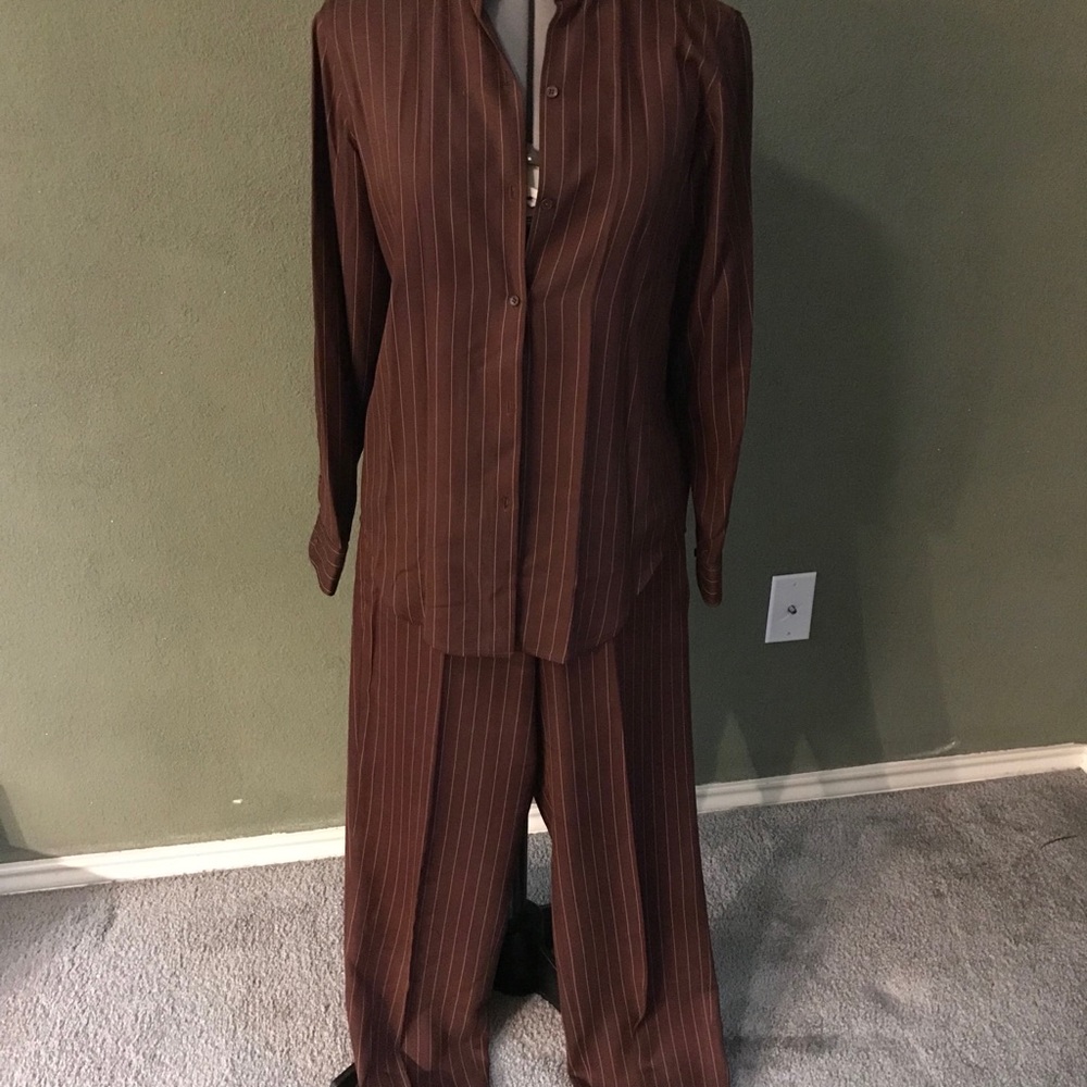 Brown silk pants suit